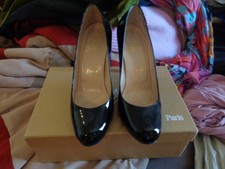 Christian Louboutin Simple Pump 100 Black Patent Leather Size 37.5 US 7.5