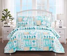 3 Piece Beach Quilt Set King Size Coastal Bedding Set Blue Green Lightweight ...