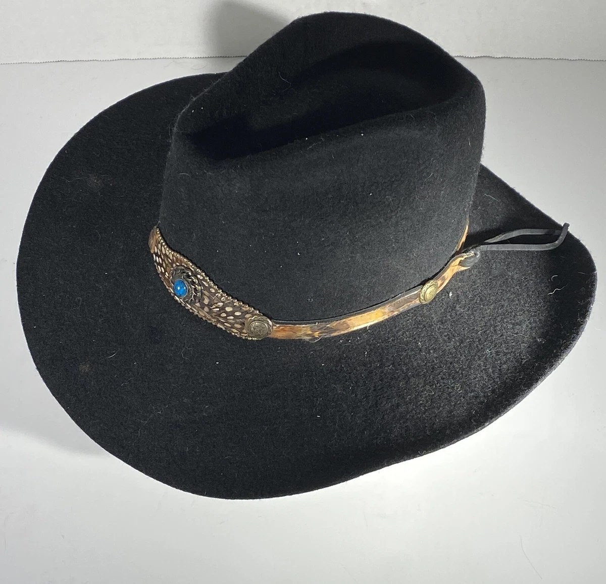 golden gate hate co vintage fedora blue feather wool 71/4 rope black felt Men main image 2