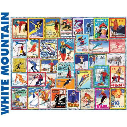 SKI STAMPS 1000 pc super deluxe Jigsaw Puzzle WHITE MOUNTAIN 1915pz - Picture 3 of 10