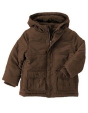 GYMBOREE WINTER MOOSE BROWN HOODED LINED JACKET COAT 3 4 5 6 7 8 10 12 NWT