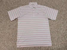 Peter Millar Polo Shirt Mens Large White Striped Summer Comfort Performance Golf