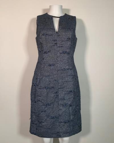 Elie Tahari Dress Pacey Knit Blue V Cut Out Neck Sz 4 NEW NWT - Picture 3 of 5