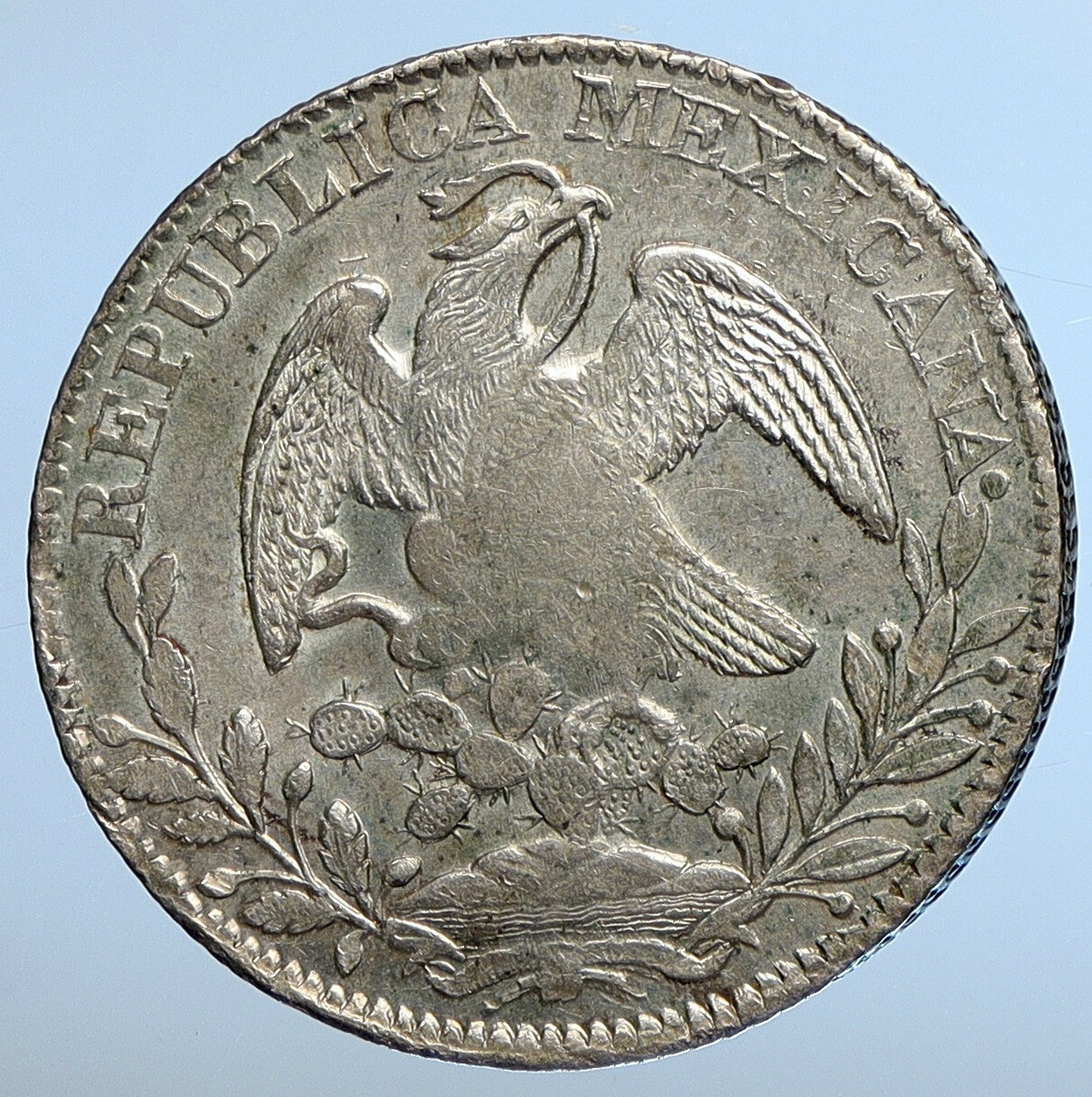 1838 Zs OM MEXICO Large Eagle Sun Antique Mexican Silver 8 Reales