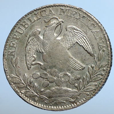1838 Zs OM MEXICO Large Eagle Sun Antique Mexican Silver 8 Reales