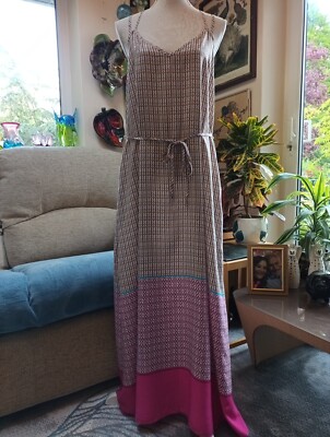 GAP Maxi Ditsy Strappy Dress With Pockets Size L ( 14 ) Pink Mix Immaculate  | eBay UK