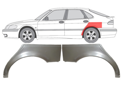 Für SAAB 9-3 1998- 2003 5 tur Radlauf Reparatur Blech Kotflügel Satz/ L+R