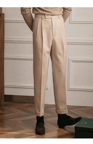 Hombres Pantalones Británicos Retro Negocios Nápoles Cortina Rectos Informales Pantalones Viajes - Imagen 9 de 24