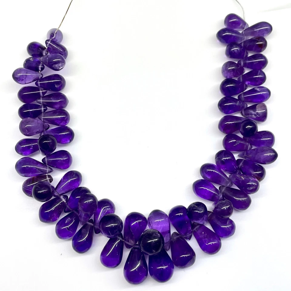 Lote de 60 piedras preciosas sueltas briolette cabujón perforado amatista africana natural Foto 2 de 4