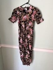 Vintage Disorderly Kids Girls Floral Romper Jumpsuit, Girls 8