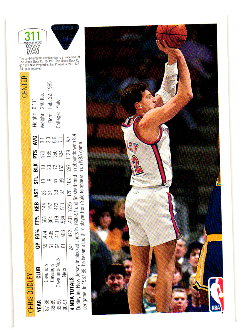 199192 Upper Deck Basketball Card Chris Dudley New Jersey Nets 311 c