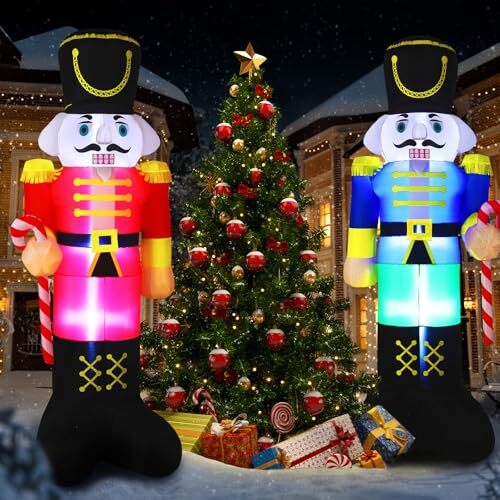 2 Pcs 8 ft Christmas Inflatables Nutcracker Soldier Blow up Christmas Soldier - Picture 8 of 8