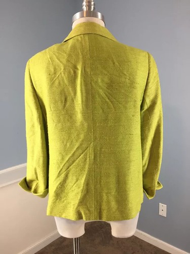 Silk Blazer Jacket Bright Green AKRIS Size 12 Career Cocktail  ** - Picture 4 of 8