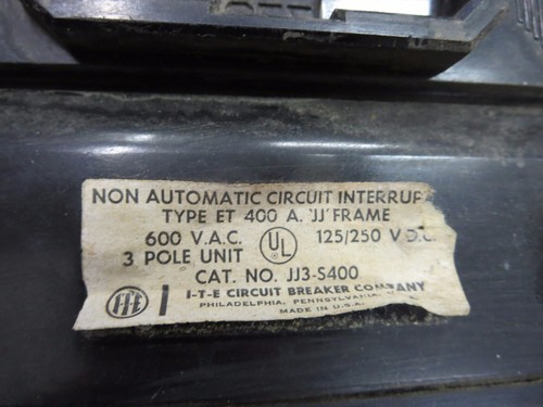 ITT JJ3-S400 Circuit Breaker 400 Amp 3 Pole - Picture 2 of 3