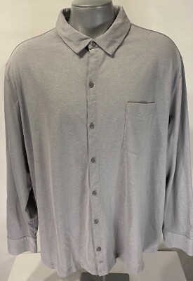 Fabletics The Dash 4XL Mens Long Sleeve Gray Shirt Button Front Knit Breathable