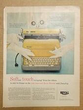 Nostalgic Vintage 1950's 1957 Print Ad Royal Electric Typewriter Twin Pak Soft thumbnail