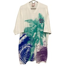 VTG Disney Typhoon Lagoon 90s Palm Tree Beach AOP T-Shirt OS Single Stitch USA