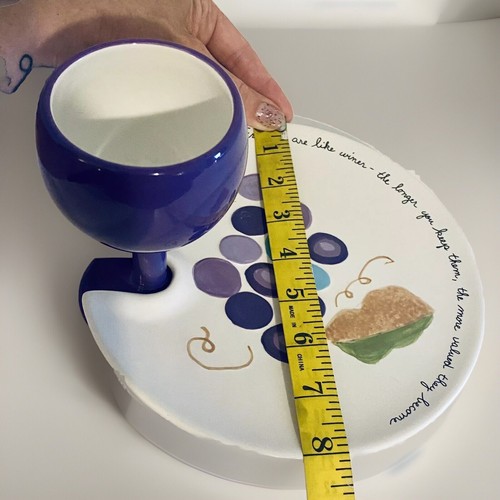 Pacific Enterprise Hand Crafted And Painted Wine And Cheese “Friend Quote” Plate - Picture 3 of 8
