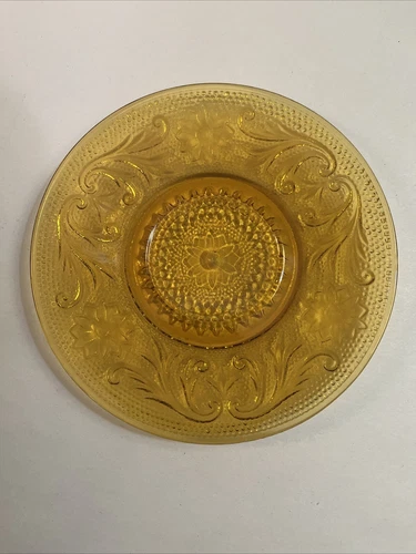 Tiara Indiana Glass Amber Daisy Sandwich 6" Saucer