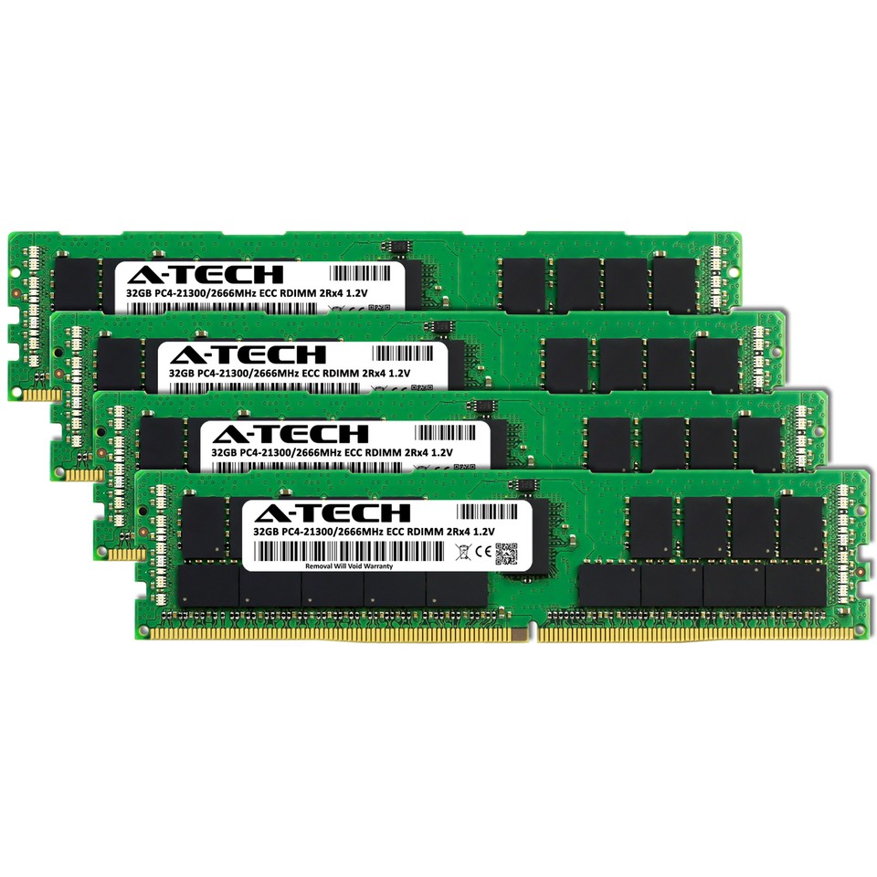 A-Tech 128GB 4x 32GB 2Rx4 PC4-21300R DDR4 2666 ECC REG RDIMM Server ...