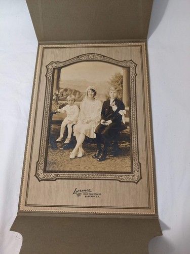Young Boy Girl ANTIQUE FIRST COMMUNION B&W PHOTO On Bench Siblings CABINET CARD - Picture 8 of 9