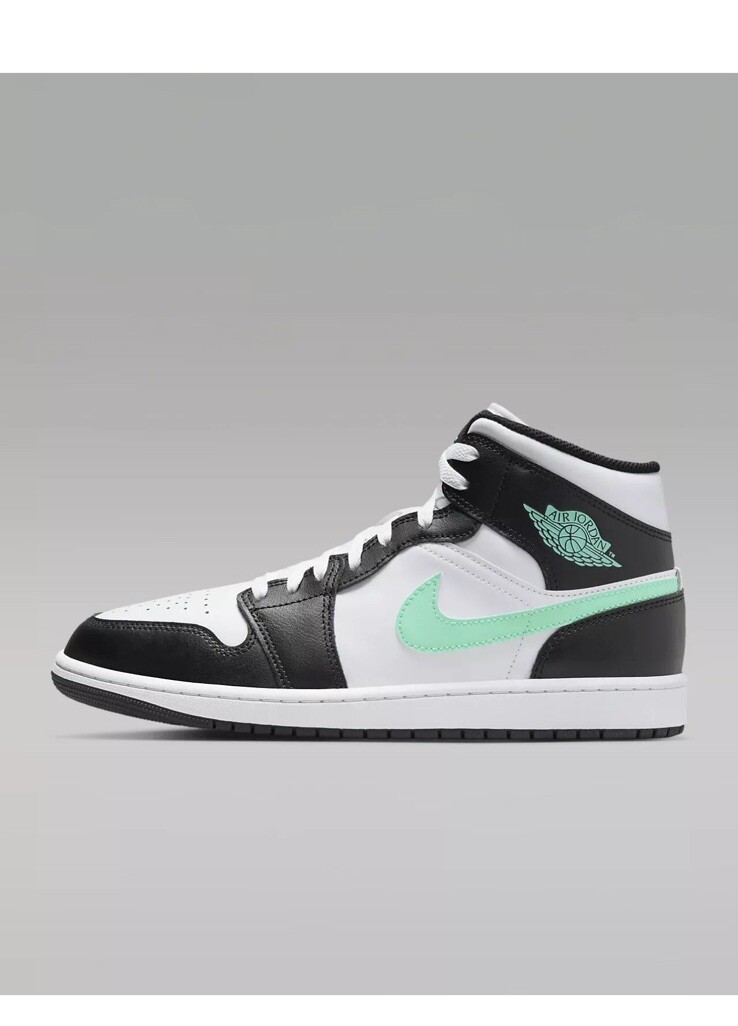 Nike Air Jordan 1 Mid Green Glow White Black DQ8426-103 Men's