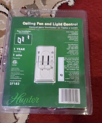 Hunter Ceiling Fan and Light Control 27182 3 Speed Light Dimmer White #21 | eBay