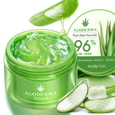 Aloderma Organic Aloe Vera Gel for Face & Body, 96% Pure Aloe Gel Made within 12