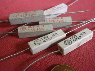 RARE! HIGH LOAD RESISTOR 47 Ohm 5W CEMENT 6x6x25mm 6x 25768