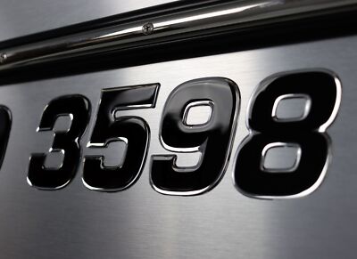 Wake Series Domed Boat Lettering Black Center / Chrome Outline DOMED NUMBERS 16 