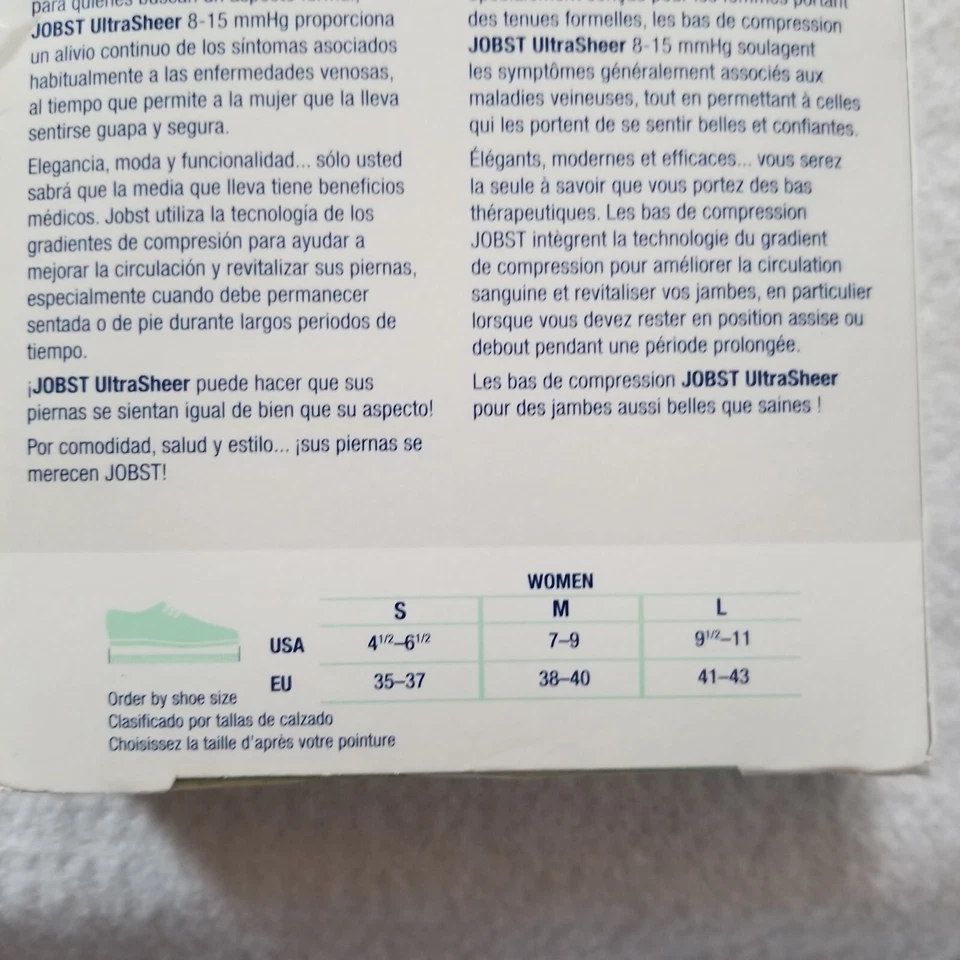 JOBST Feminino Tamanho Médio Ultra Transparente Coxa Alta 8-15mmHg Suporte Clássico Preto - Imagem 4 de 4