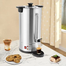 1500W Commercial Electric Coffee Pot 25L Stainless Steel Coffee Urn W/Filter