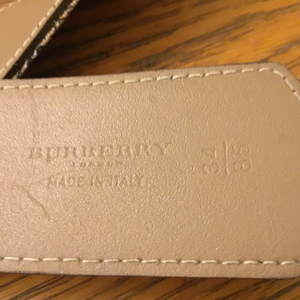 Burberry Brown Leather Belt W/Snakeskin Print Fabric & Bronze Buckle Sz 34/85 - Image 2 of 4