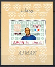 Ajman - Mexico Olympic Games MNH Sports Sheet Winner Cycling Trentin (1968)