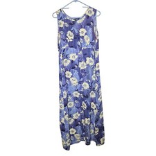 Molly Malloy Vintage 90s Sleeveless Floral Maxi Dress Rayon Medium Purple Yellow