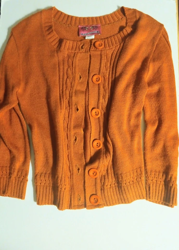 Cárdigan corto tejido suéter años 90 grunge naranja quemado talla M de colección para mujer Foto 4 de 4