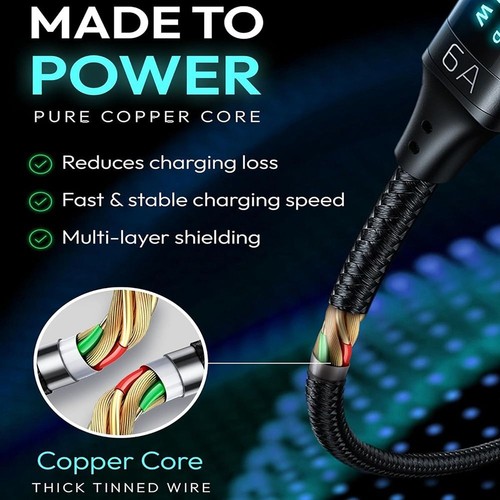 PD 66W 6A USB C Cable Type-C Charging Line for Xiaomi/Samsung/OPPO Mobile Phone - Picture 5 of 11