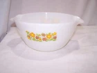Vintage Fire King Gingham Floral Mixing Bowl Anchor Hocking