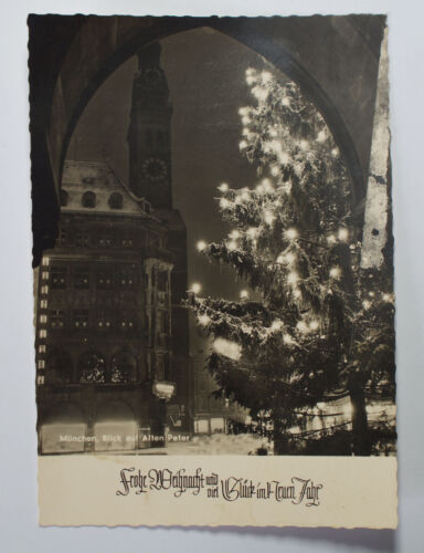 Schöne alte Ansichtskarte AK - München Blick auf Alten Peter S/W Weihnachten - Bild 1 von 2