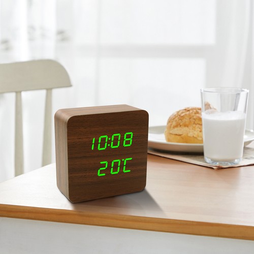 Voice-controlled LED Digital Alarm Clocks Radio-wave Atomic Clock W/Temperature - Picture 3 of 20