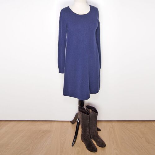 Repeat Cashmere Dress Knee Length Blue Ribbed Knit Womens Size S 34EU - Picture 1 of 5