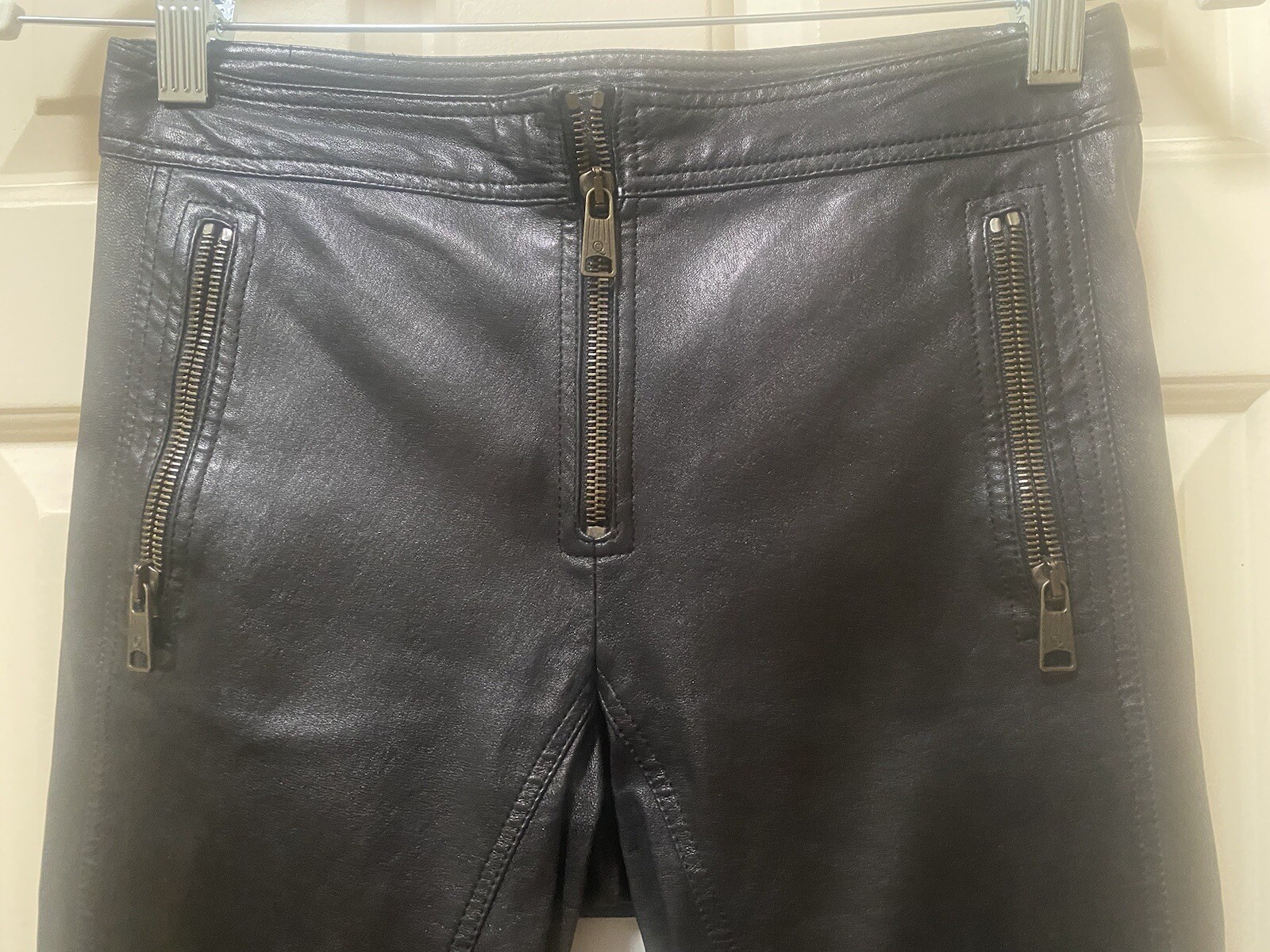 Alexander McQueen Moto Soft Leather Pants With Back Zip Hem Sz38-Made In Italy image 2