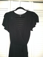 NEW! Black Lulus Heart Of Marigold Wrap Maxi Dress Sz L Rayon Split Sleeve