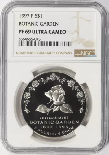 1997-P $1 Botanic Garden Commemorative Silver Dollar NGC PF69 Ultra Cameo
