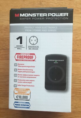 Monster Cable Essentials 100 1 Plug Socket Adapter with Surge Protector 