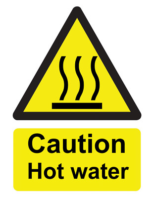 Warnung Achtung Heißwasser selbstklebend Glanz Aufkleber Schild 160mm x 125mm
