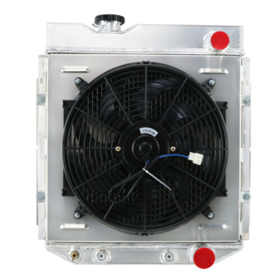 Fit 64-1966 Ford Mustang 260/289 V8 AT MT 3 Row Aluminum Radiator Shroud Fan