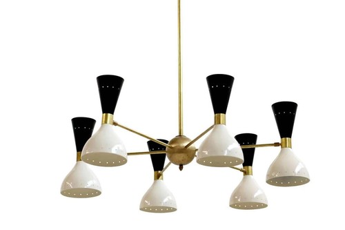 Mid Century Stilnovo Style 6 Brazos 12 Luces Moderno Latón Sputnik Araña - Imagen 9 de 10