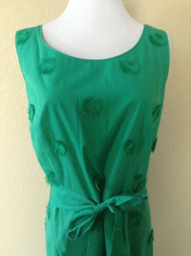 Vestido verde trébol con aplique floral TALBOTS talla 10P + pendientes fiesta - Imagen 4 de 7