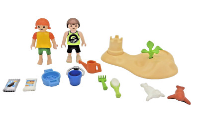 Playmobil Kinder Sandburg Sommer Strand Urlaub zwei Figuren Zubehör City life
